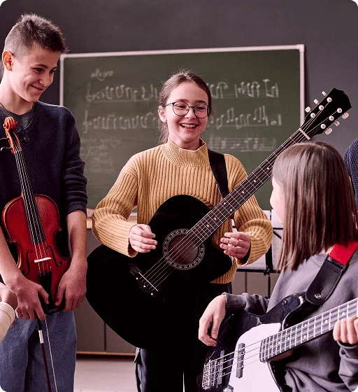 Guitar instructor playing guitar